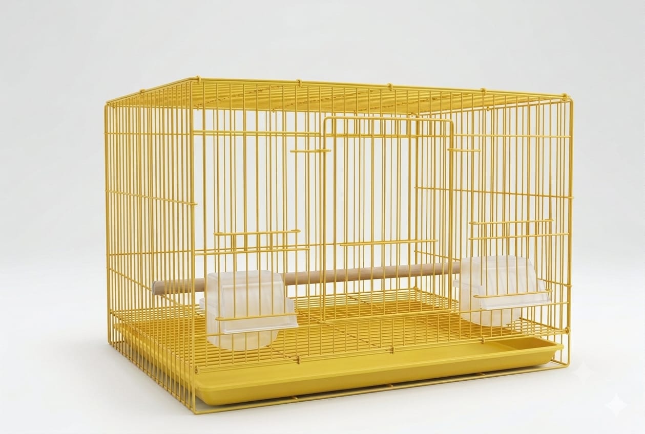 1 Ft  Metal Bird Cage with Perch & Feeders – Cage for Budgies, Lovebirds, Finches & Small Birds