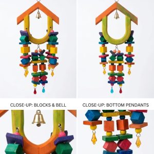 Hanging Wooden Blocks & Bells Bird Toy
