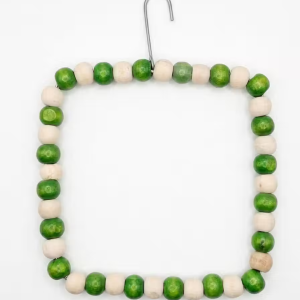 Wooden Bead Square Swing for Birds-Green
