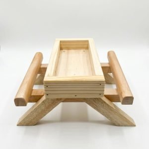 Natural Wooden Double Perch Bird Feeder Platform