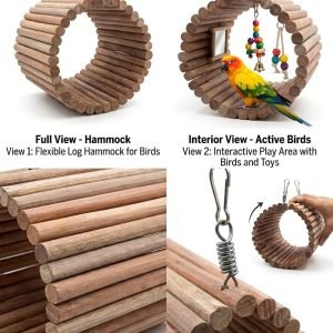 Natural Wooden Tunnel Hammock & Hideaway for Birds