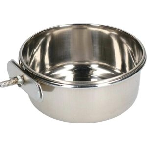 Stainless Steel Bird Feeding Bowl with Cage Clamp-Large