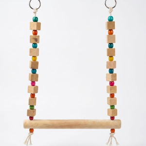 Wooden Hanging Bird Swing Perch with Colorful Beads