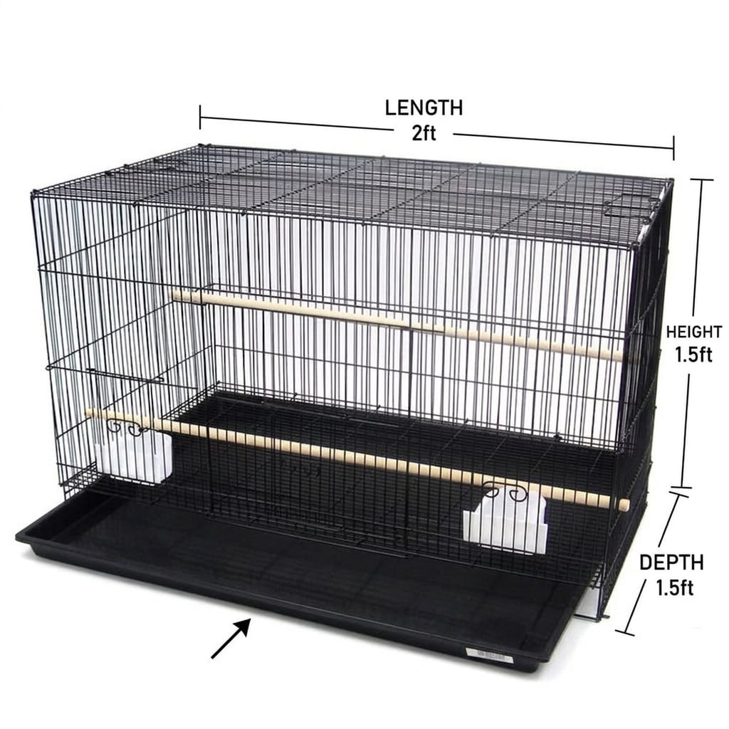 Bird Breeding Cage 2ft × 1.5ft × 1.5ft with Feeding Cups & Slide-Out Tray