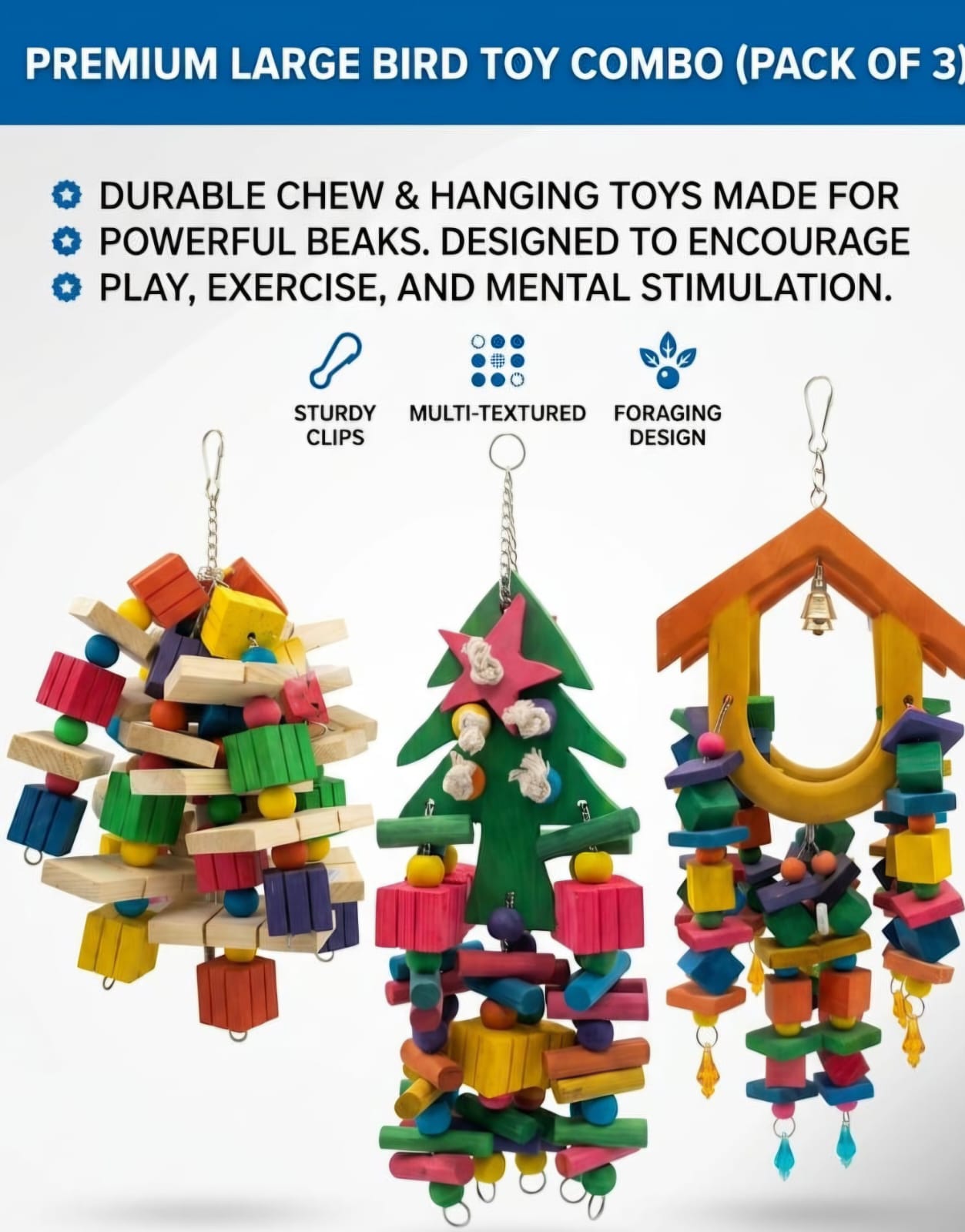 Premium Large Bird Toy Combo – Pack of 3