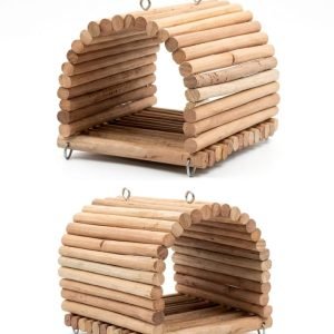 Natural Wooden Hanging Bird Hut & Hideout House for Small Birds