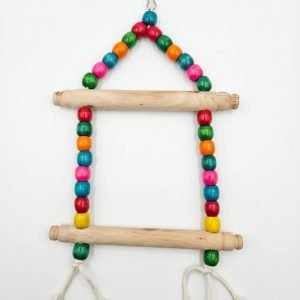 Wooden Beaded Hanging Perch Swing Toy for Birds