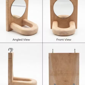 Natural Wooden Bird Mirror Perch