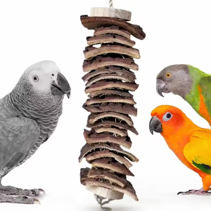 Natural Bark Stack Chew Toy for Parrots