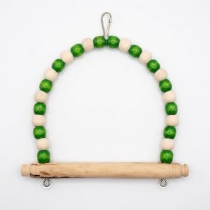 Natural Wooden Beaded Hanging Perch for Birds-BIG