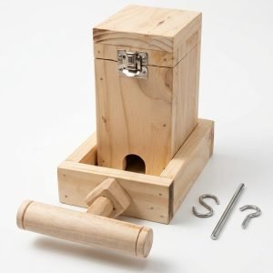 Natural Wooden Bird Seed Feeder with Perch & Collection Tray