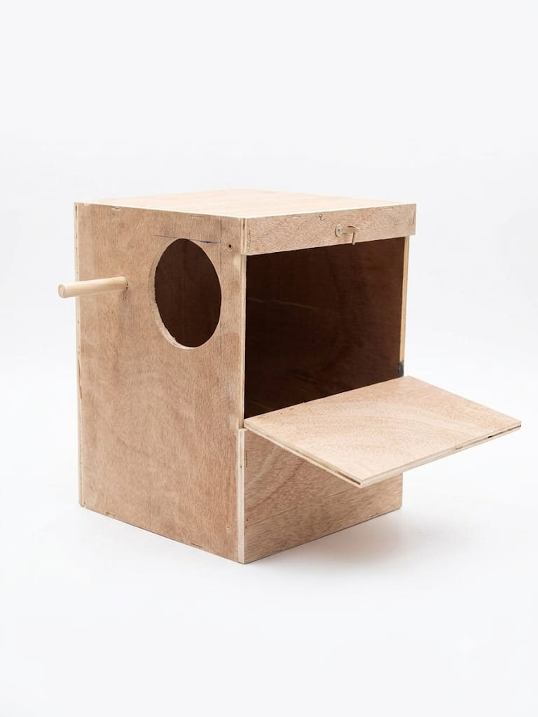 Wooden Bird Breeding Nest Box featuring a Front Inspection Door