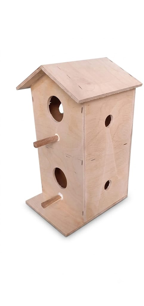 Double Chamber Wooden Bird Breeding Nest Box