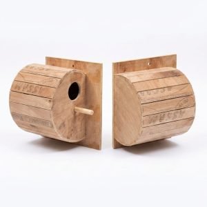 Drum Shape Wooden Bird Breeding Nest Box